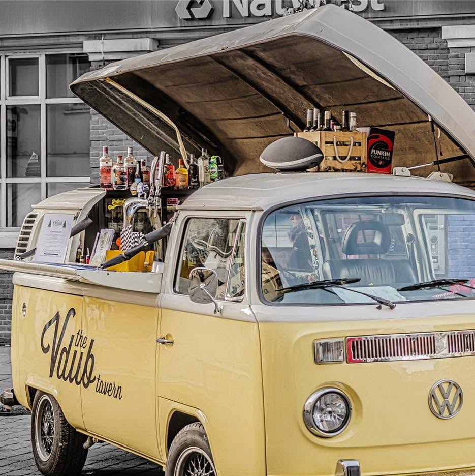 VW campervan bar with open roof