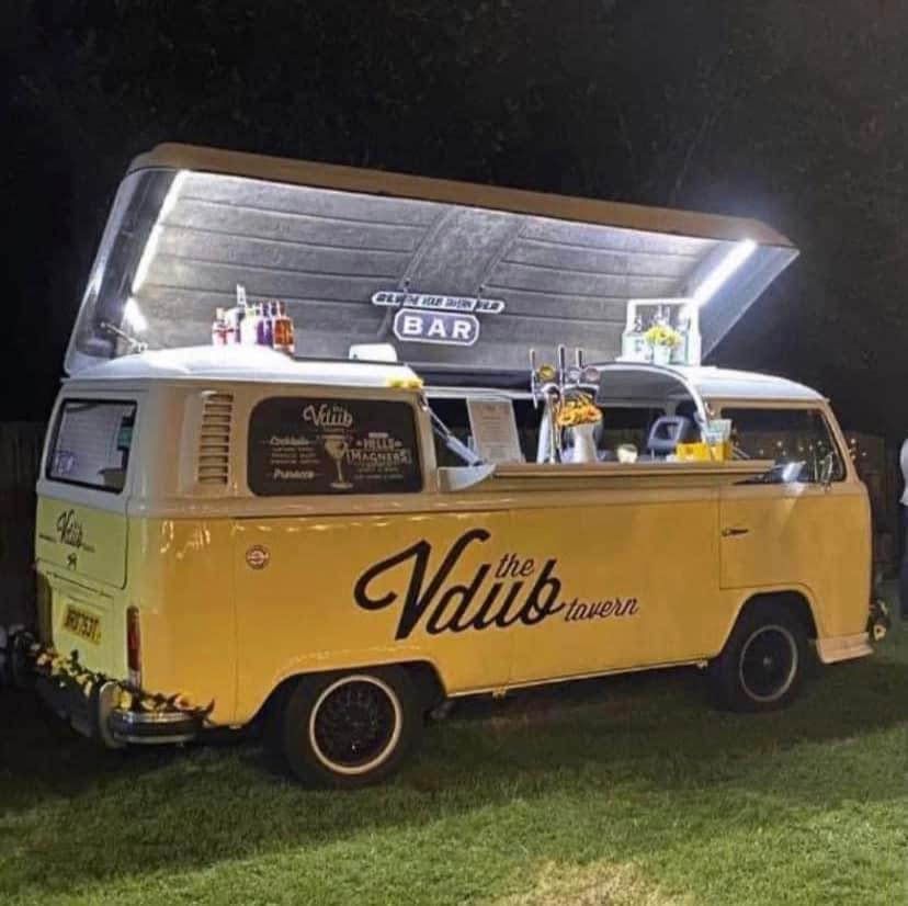 The van bar set up with awning open