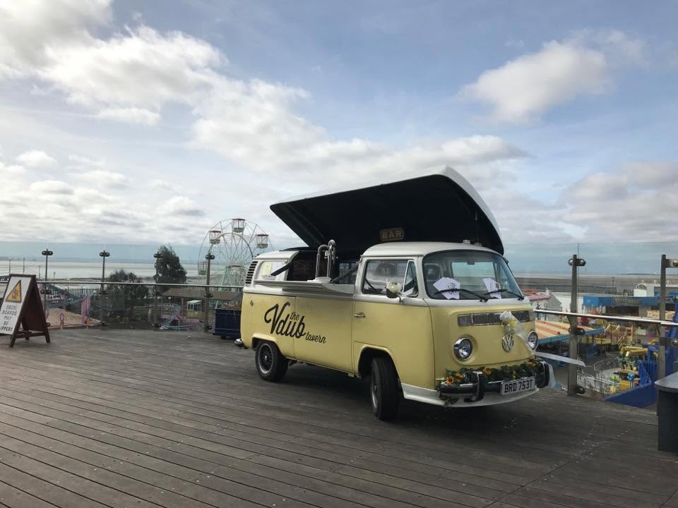 The Vdub parked up on the pier