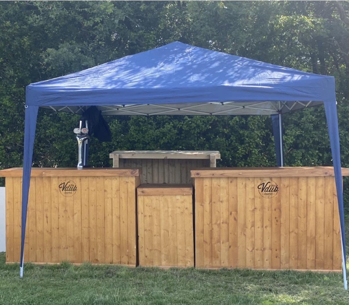 Bar set up with wooden counters