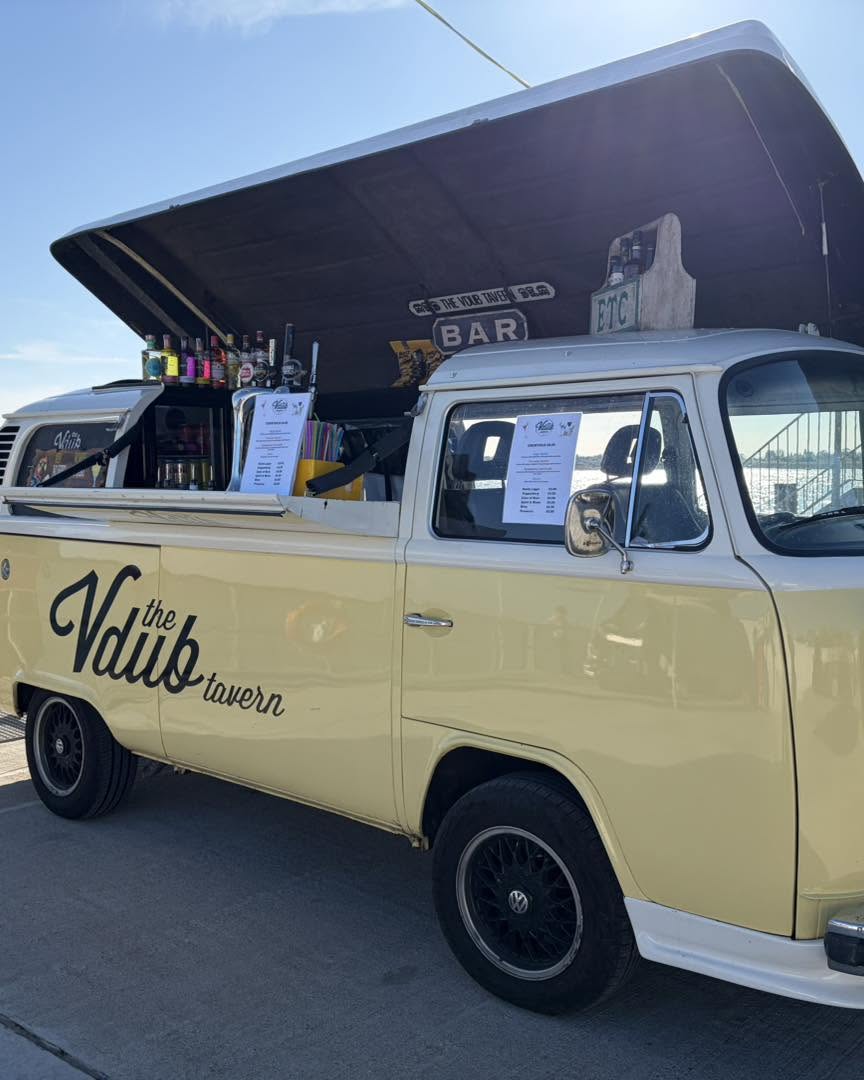 Branded signage on the van bar