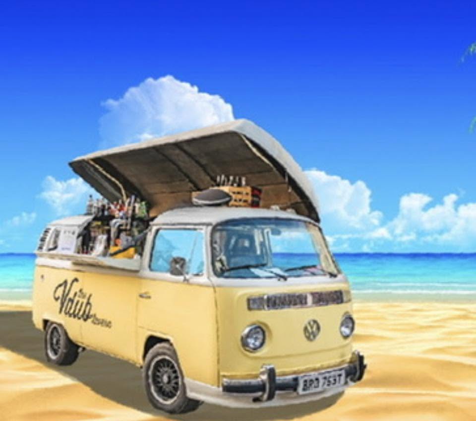 The Vdub Tavern van at the beach